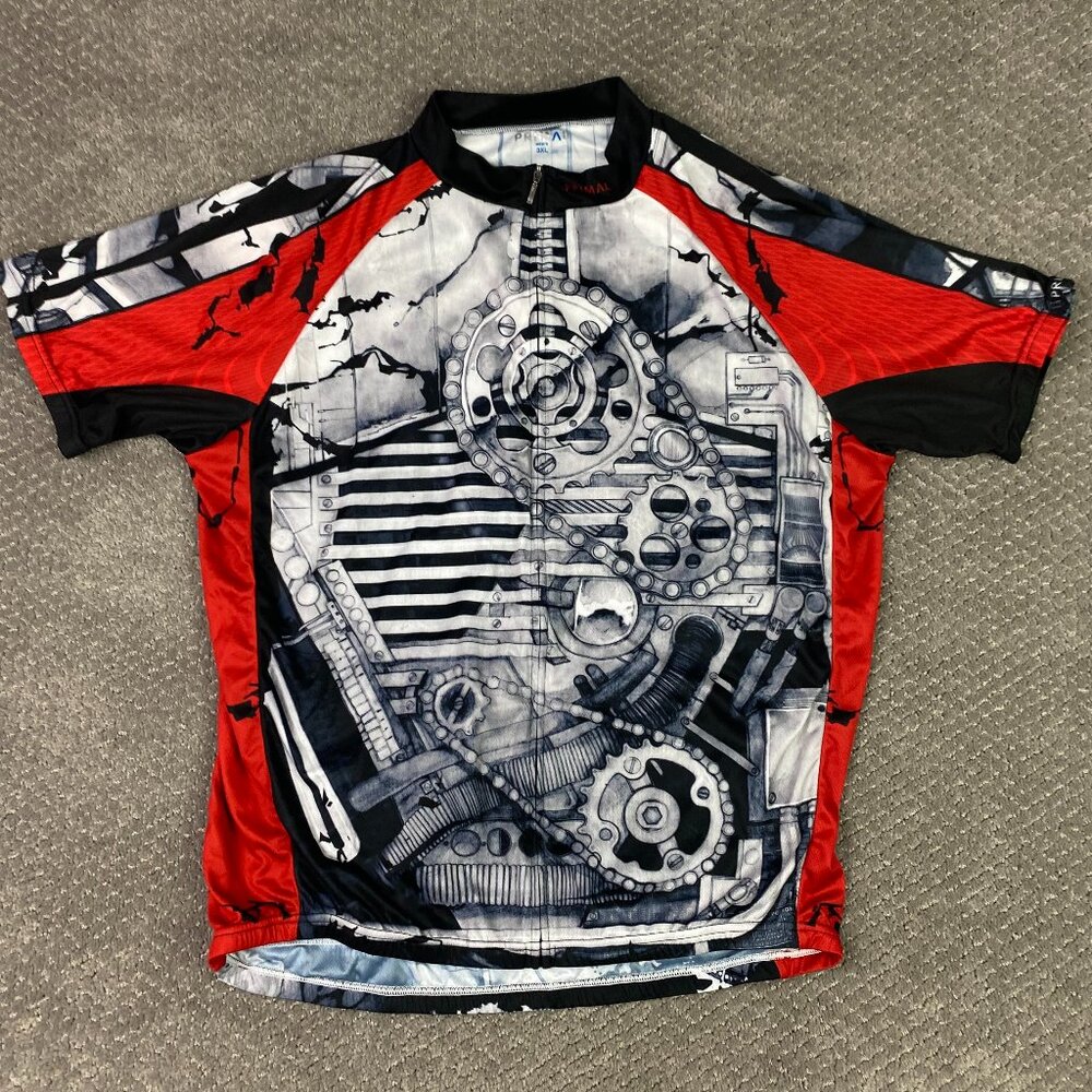 Primal Cycling Jersey Men's Mens 3XL Crankin' Stein Frankenstein Gears Half Man
